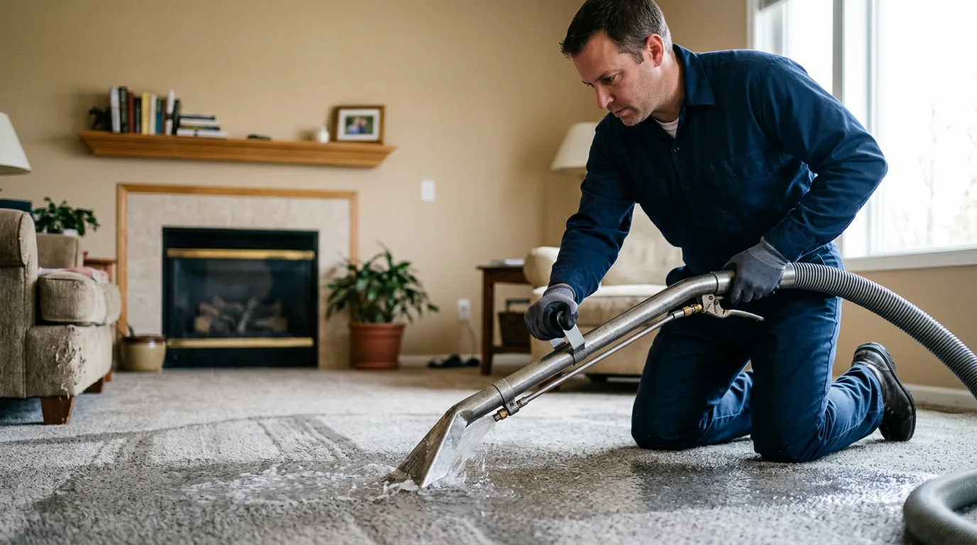 Water damage restoration technician working near Uniontown, OH